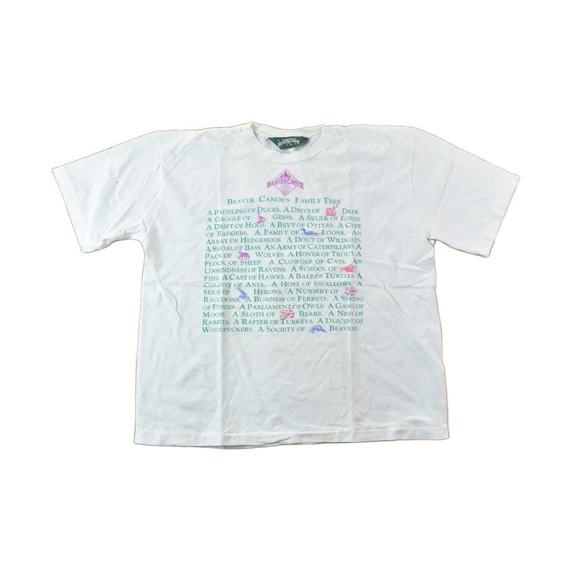 Vintage 1990s Beaver Canoe Family Tree Graphic T-Shirt Men's Large from propervintagecanada