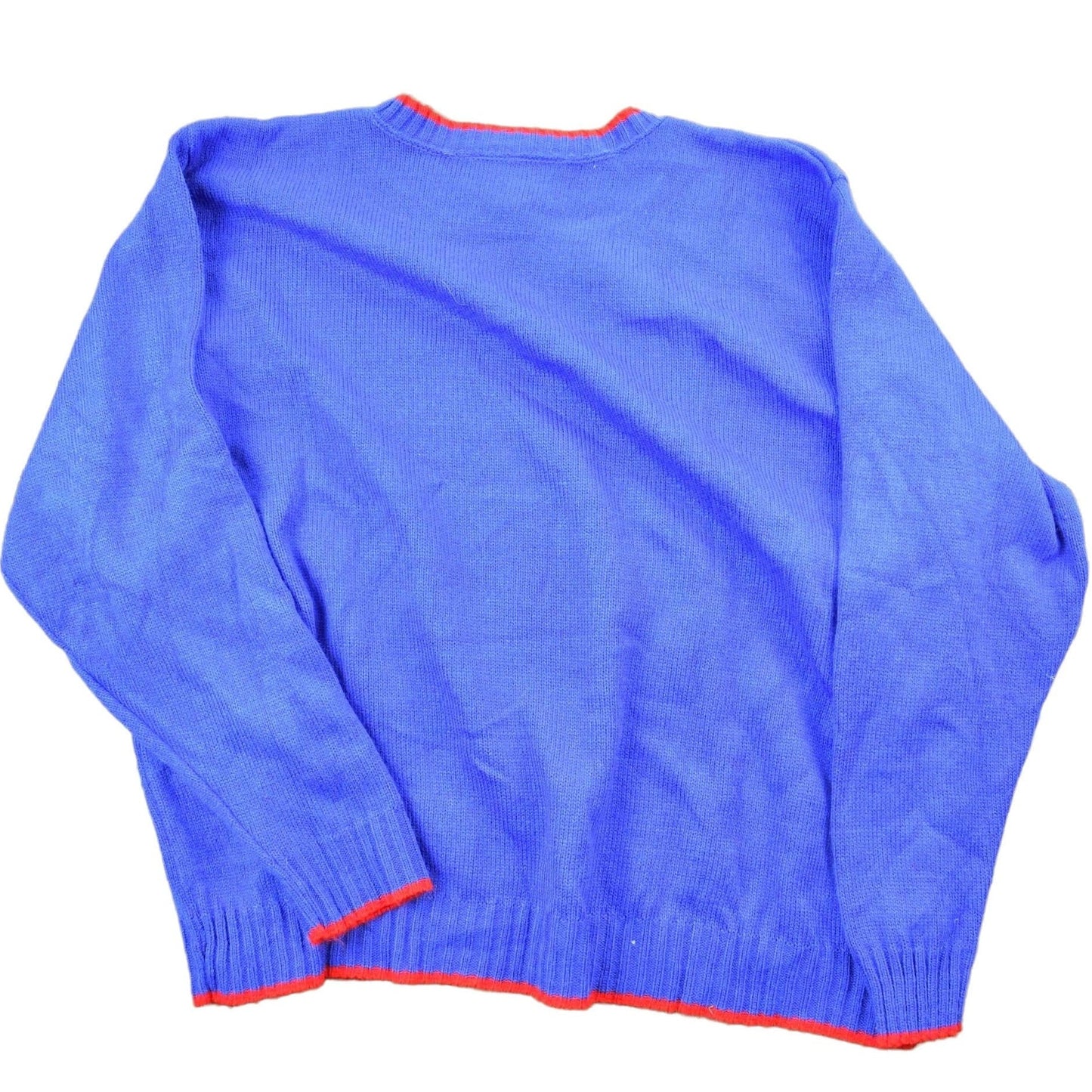 Vintage 1990s Bedford Fair Blue Knit Crewneck Sweater Women's L from propervintagecanada