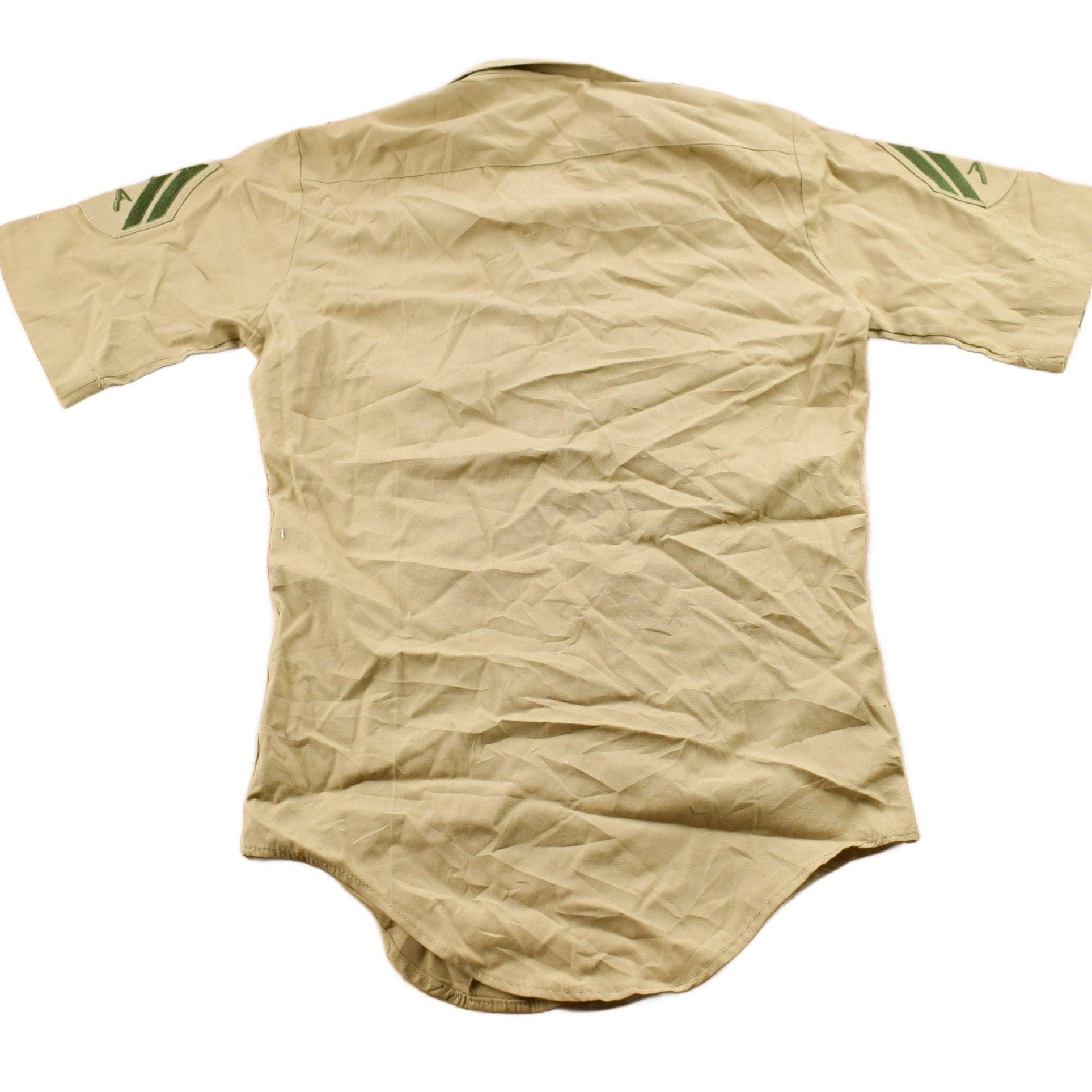 Vintage 1990s Beige Blank Military Button Up Shirt Men's XS from propervintagecanada