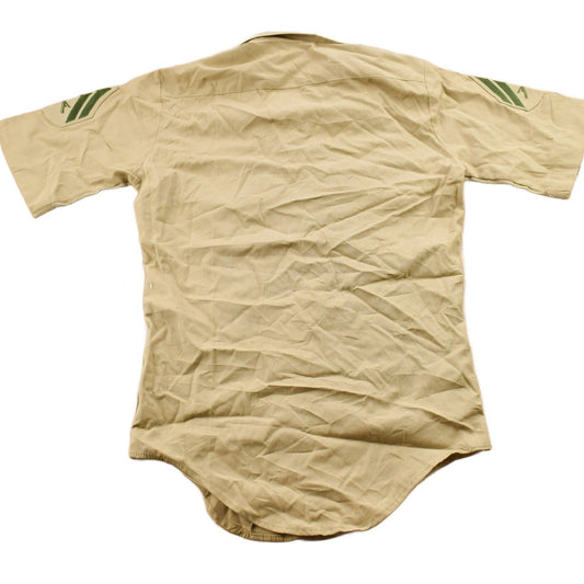 Vintage 1990s Beige Blank Military Button Up Shirt Men's XS from propervintagecanada