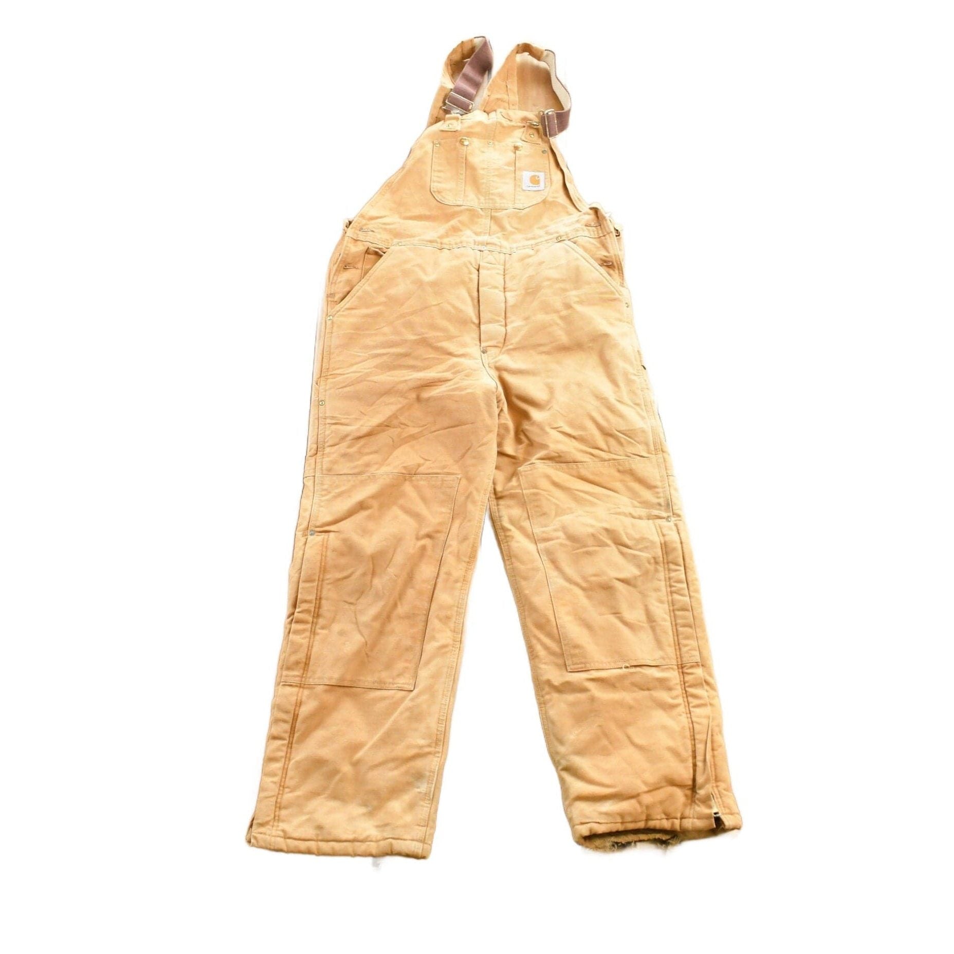 Vintage 1990s Beige Carhartt Double Knee Canvas Overalls Men's 34 x 30 from propervintagecanada