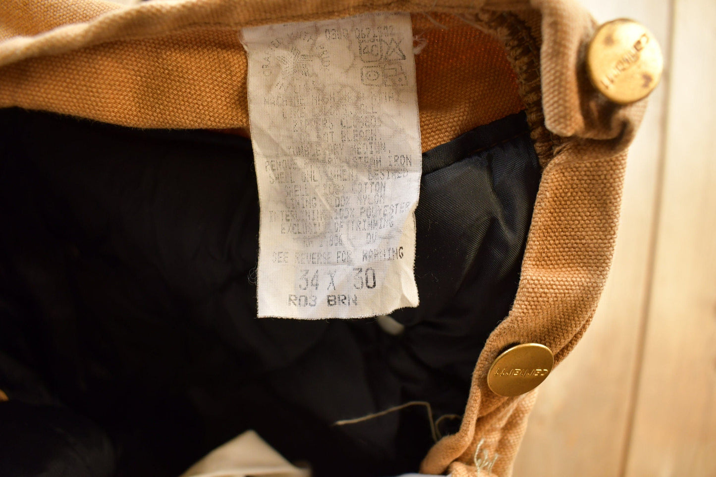 Vintage 1990s Beige Carhartt Double Knee Canvas Overalls Men's 34 x 30 from propervintagecanada