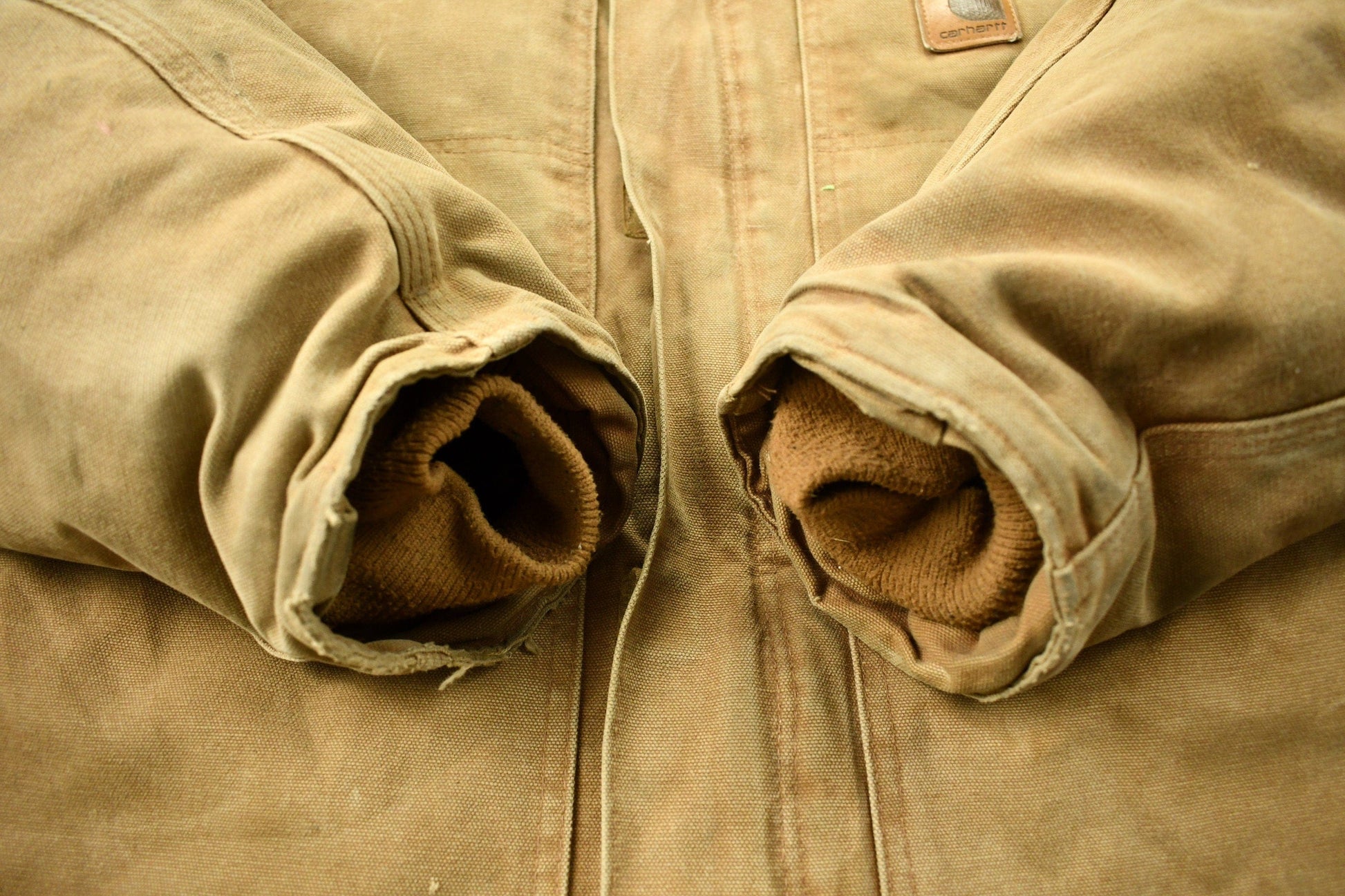 Vintage 1990s Beige Carhartt Work Jacket Men's 2XL from propervintagecanada