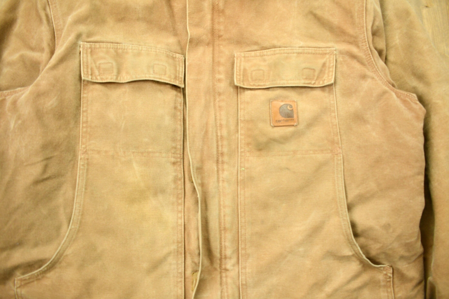 Vintage 1990s Beige Carhartt Work Jacket Men's 2XL from propervintagecanada