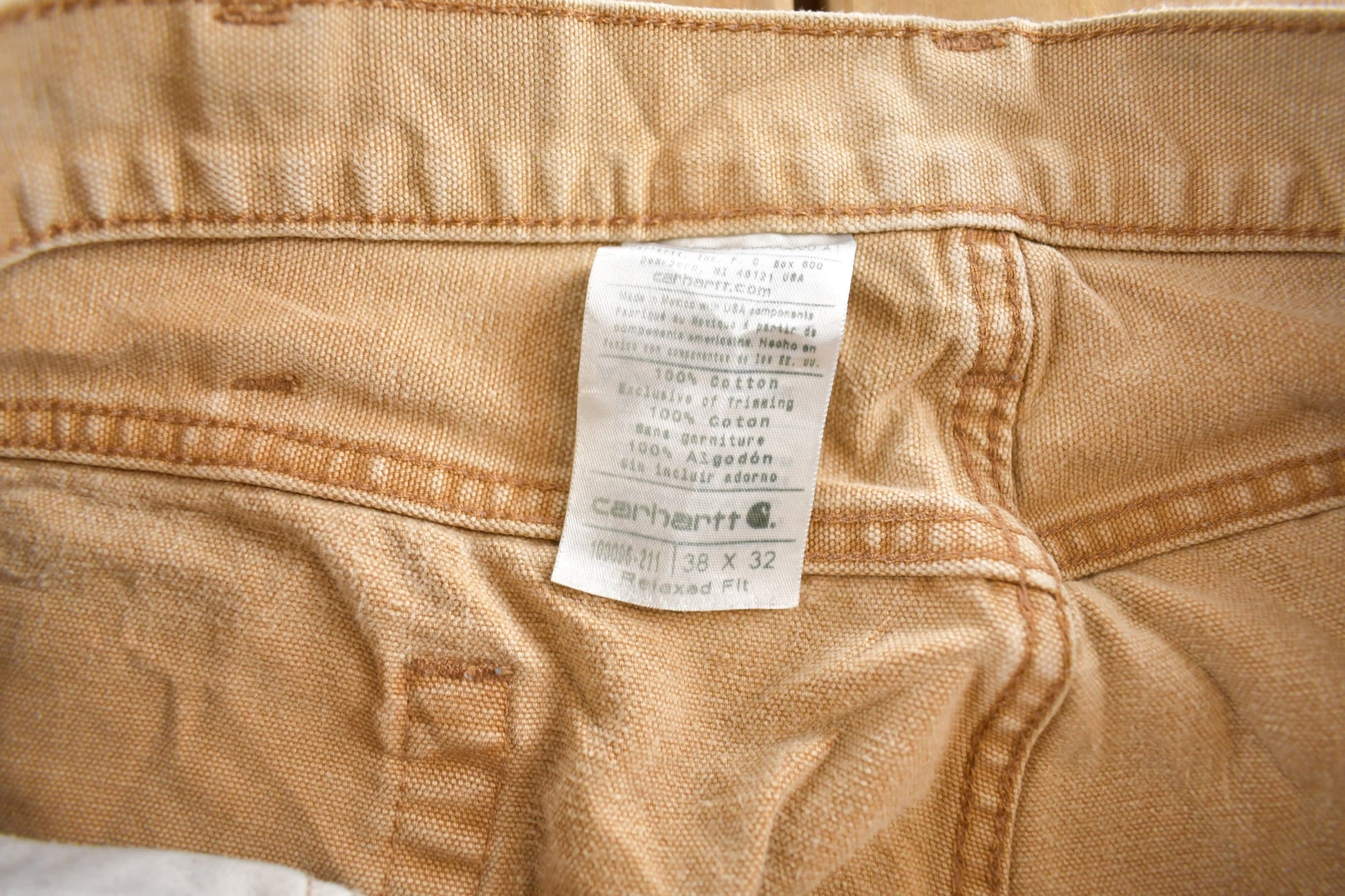 Vintage 1990s Beige Carhartt Work Pants Men's 38 x 32 from propervintagecanada