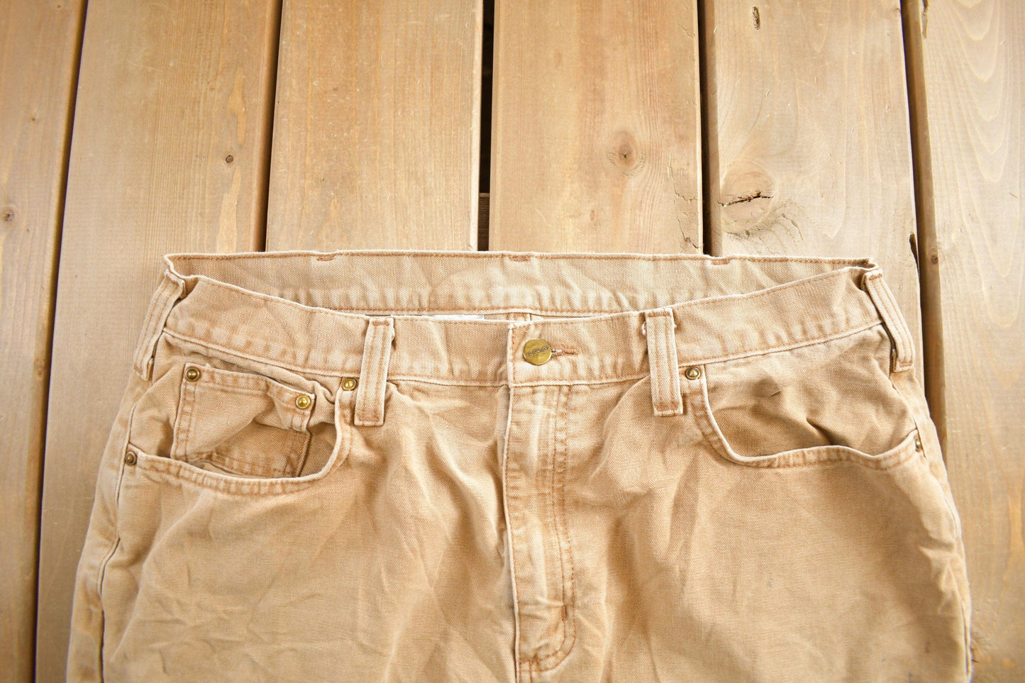 Vintage 1990s Beige Carhartt Work Pants Men's 38 x 32 from propervintagecanada