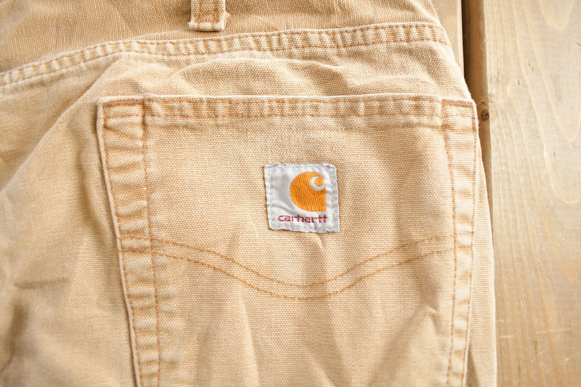 Vintage 1990s Beige Carhartt Work Pants Men's 38 x 32 from propervintagecanada