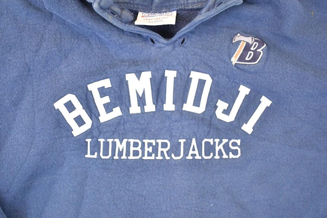 Vintage 1990s Bemidji Lumberjacks Heavyweight Embroidered Hoodie Sweatshirt Men's XL from propervintagecanada
