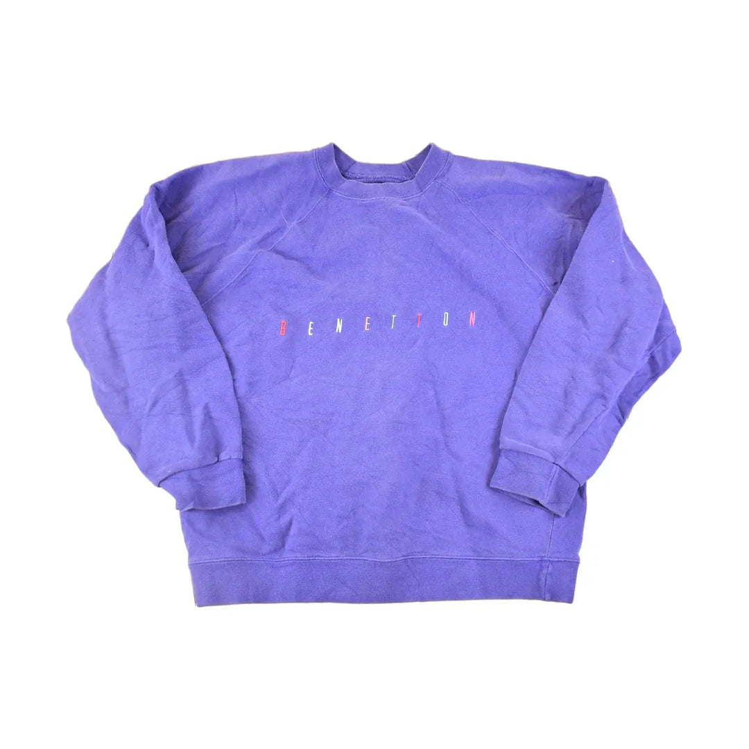 Vintage 1990s Benetton Souvenir Embroidered Text Crewneck Sweatshirt Women's L from propervintagecanada