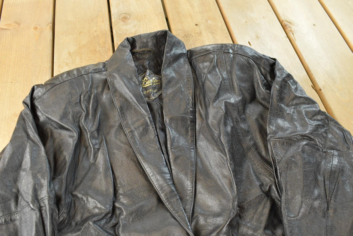 Vintage 1990s Benlo Leather Blazer Coat Jacket Women's L / Made in Italy / 90s Streetwear from propervintagecanada