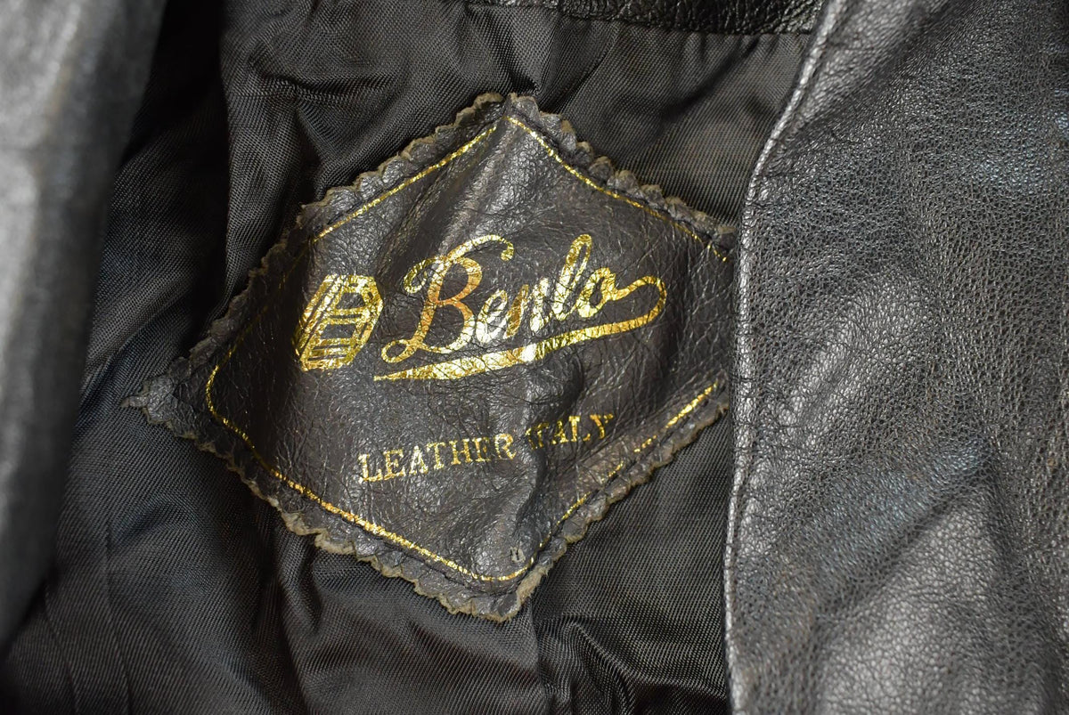 Vintage 1990s Benlo Leather Blazer Coat Jacket Women's L / Made in Italy / 90s Streetwear from propervintagecanada