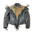 Vintage 1990s Bermans Leather Frills Tassel Animal Print Wild Print Motorcycle Jacket Made In USA from propervintagecanada