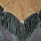 Vintage 1990s Bermans Leather Frills Tassel Animal Print Wild Print Motorcycle Jacket Made In USA from propervintagecanada