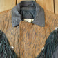 Vintage 1990s Bermans Leather Frills Tassel Animal Print Wild Print Motorcycle Jacket Made In USA from propervintagecanada