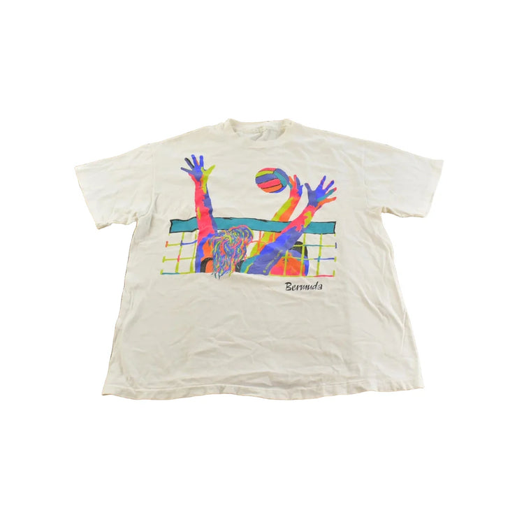 Vintage 1990s Bermuda Beach Volleyball Graphic T-Shirt Men's L from propervintagecanada