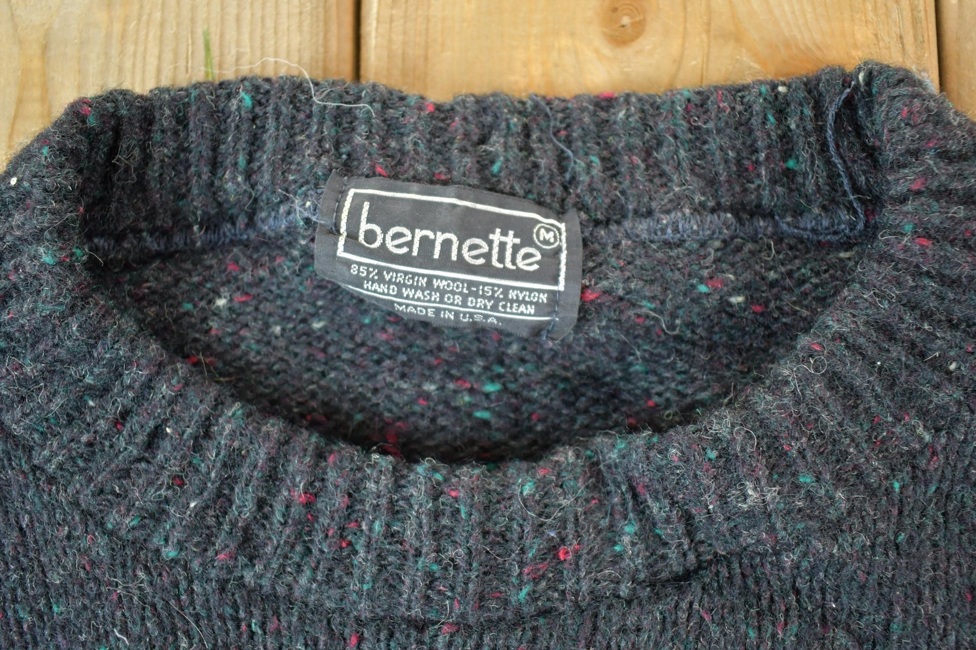 Vintage 1990s Bernette Wool Blend Knit Sweater Men's Small from propervintagecanada
