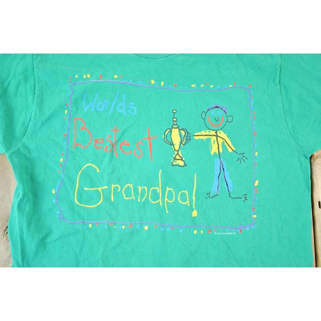 Vintage 1990s Best Grandpa Souvenir Single Stitch Graphic Print T-Shirt Men's Small from propervintagecanada