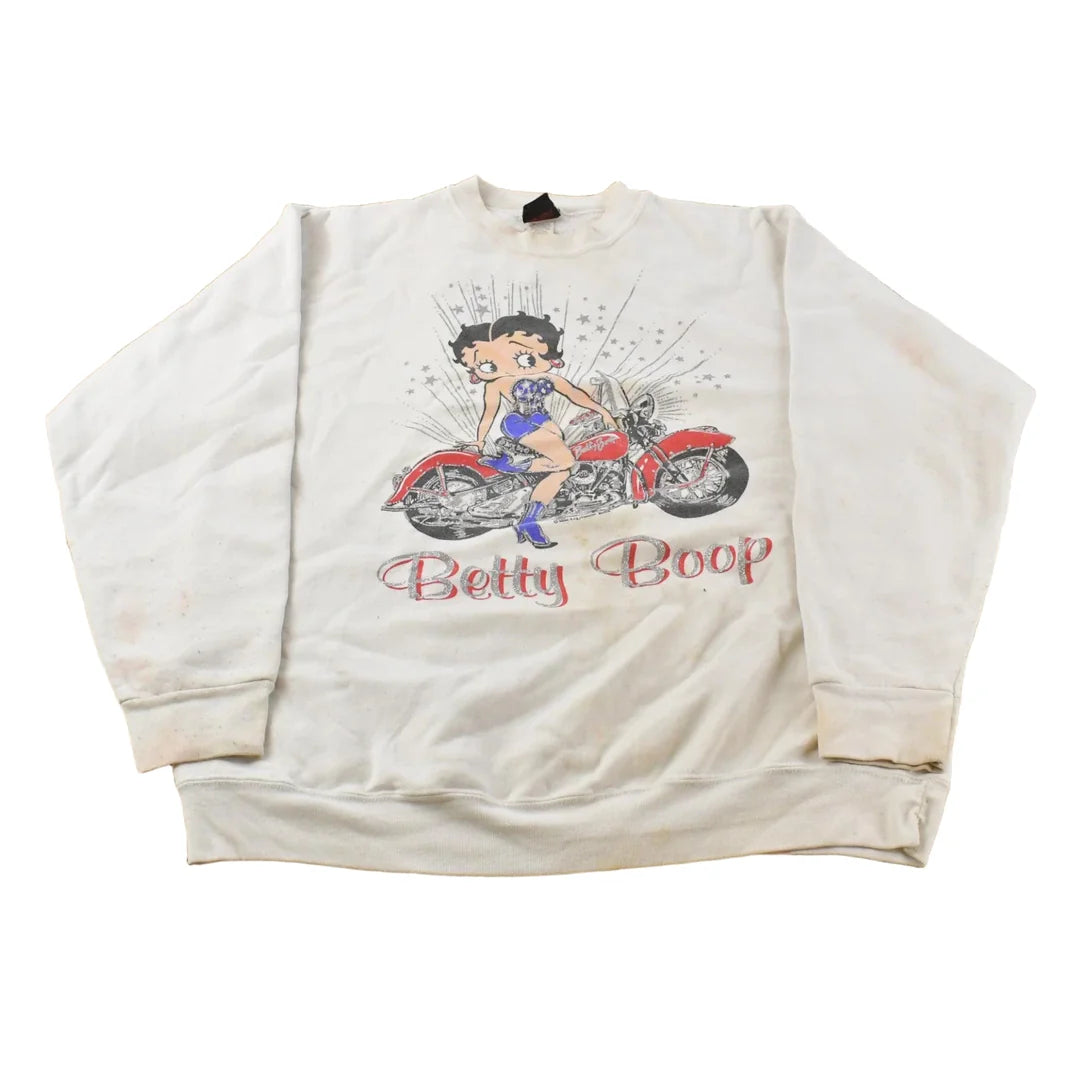 Vintage 1990s Betty Boop Biker Motorcycle Crewneck Sweatshirt Men's XL from propervintagecanada