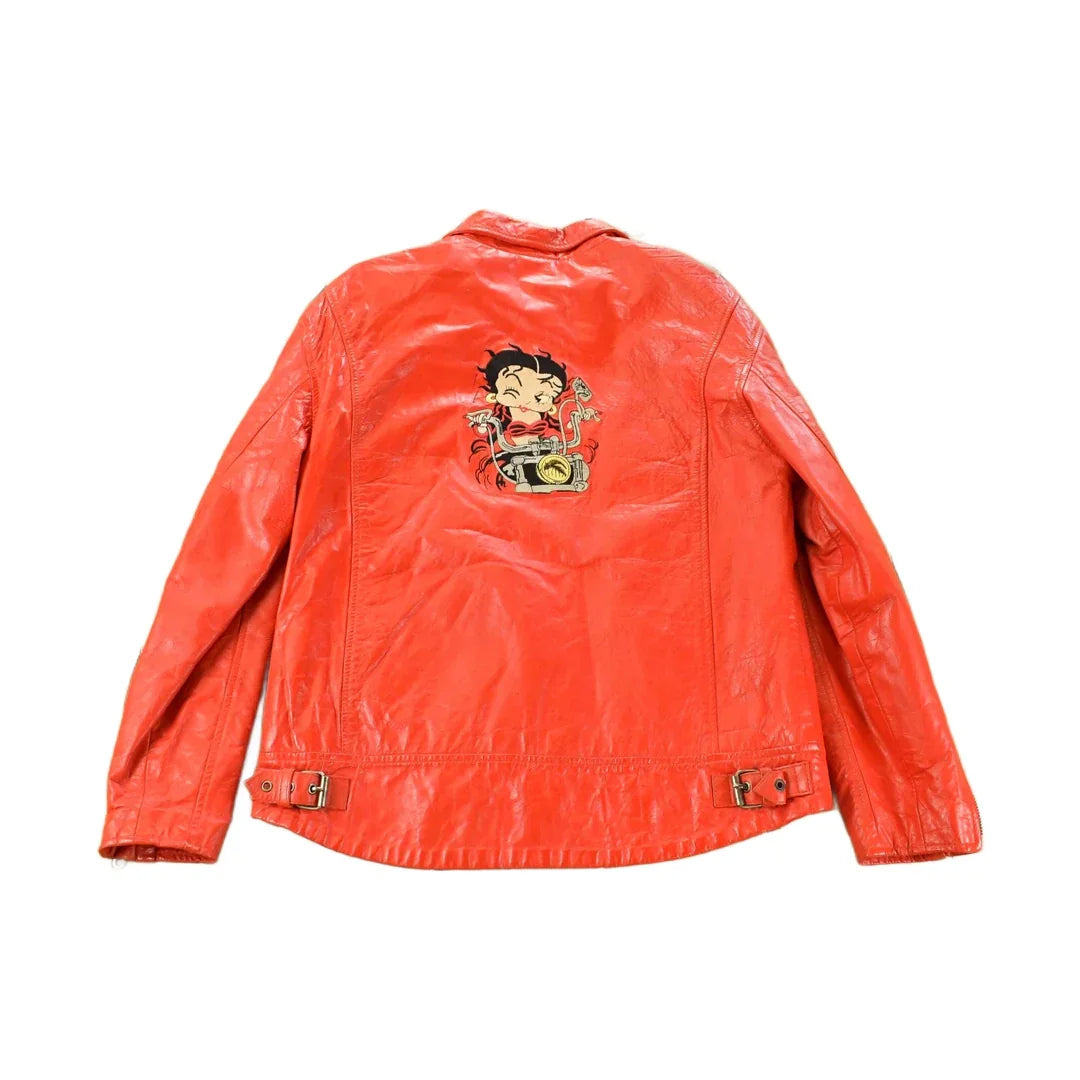 Vintage 1990s Betty Boop Leather Motorcycle Jacket Women's S from propervintagecanada