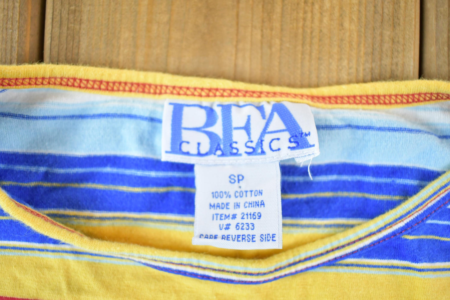 Vintage 1990s BFA Classics Souvenir Striped T-Shirt Women's S from propervintagecanada
