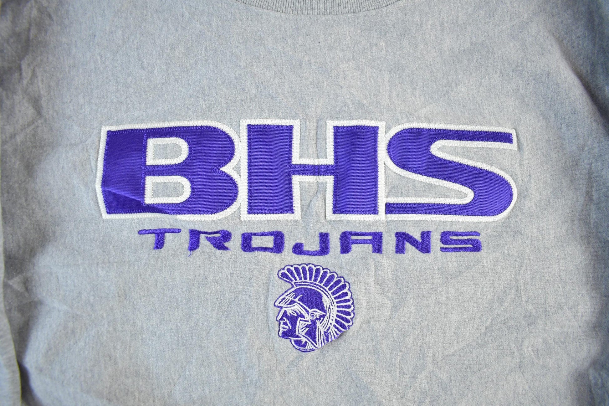 Vintage 1990s BHS Trojans Collegiate Crewneck Sweatshirt Mens Large from propervintagecanada
