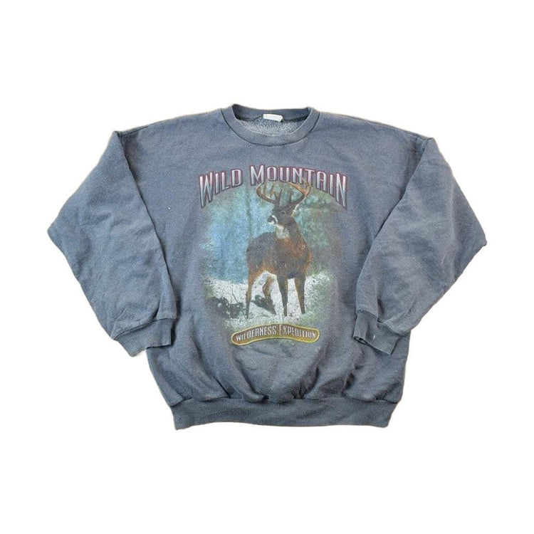 Vintage 1990s Big Buck Wild Mountain Wilderness Expedition Outdoorsman Crewneck Sweatshirt Men's Large from propervintagecanada