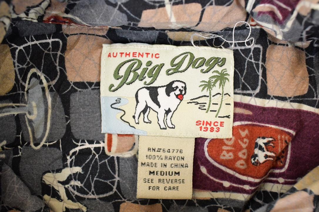 Vintage 1990s Big Dogs Bottles AOP Abstract Button Up Shirt Men's M from propervintagecanada
