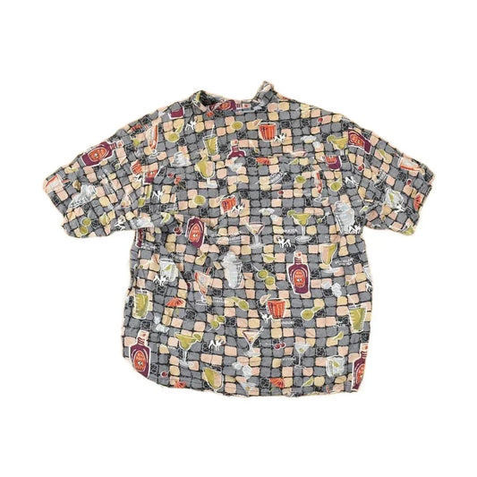 Vintage 1990s Big Dogs Bottles AOP Abstract Button Up Shirt Men's M from propervintagecanada