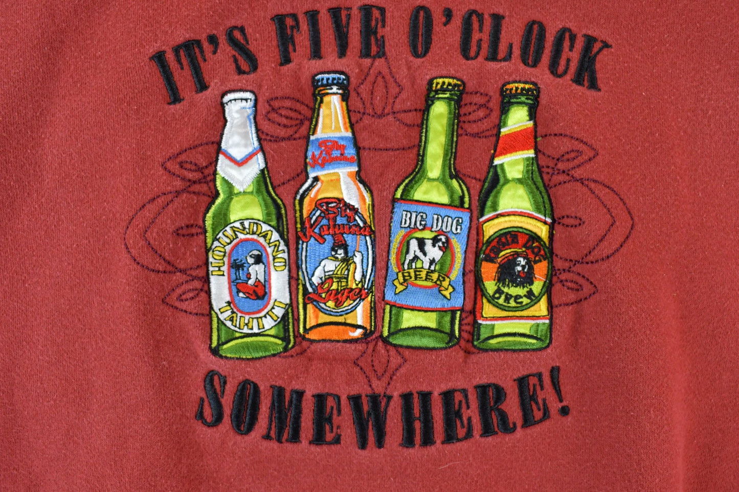 Vintage 1990s Big Dogs Heavyweight 5 O'clock Drinking Crewneck Sweatshirt Men's Medium from propervintagecanada