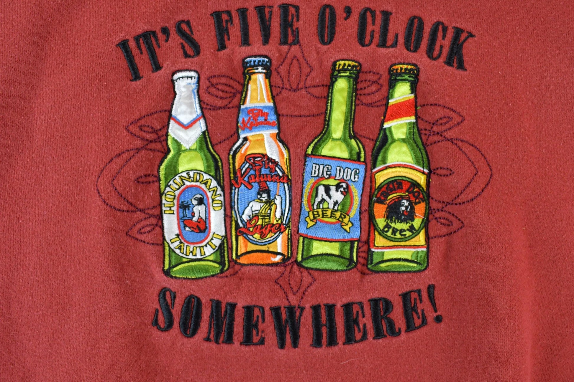 Vintage 1990s Big Dogs Heavyweight 5 O'clock Drinking Crewneck Sweatshirt Men's Medium from propervintagecanada