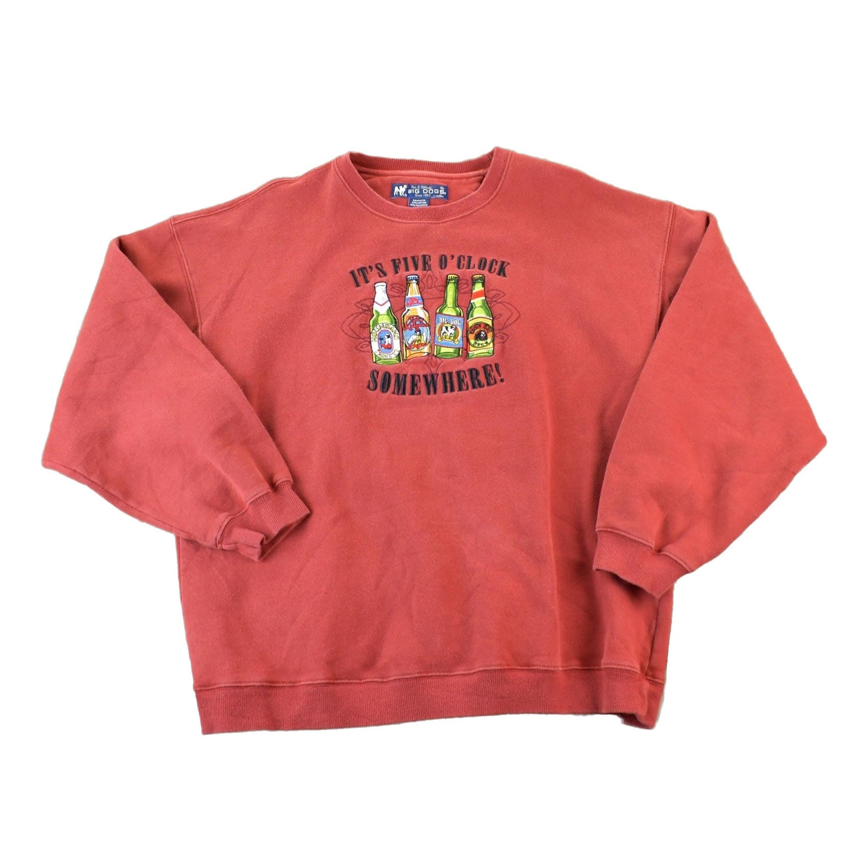 Vintage 1990s Big Dogs Heavyweight 5 O'clock Drinking Crewneck Sweatshirt Men's Medium from propervintagecanada