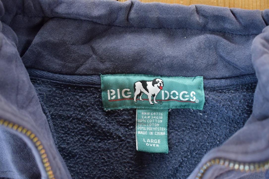 Vintage 1990s Big Dogs Quarter Zip Souvenir Crewneck Sweatshirt Made In USA Men's XL from propervintagecanada