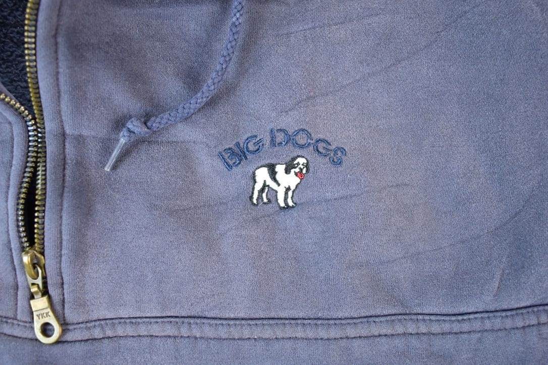 Vintage 1990s Big Dogs Quarter Zip Souvenir Crewneck Sweatshirt Made In USA Men's XL from propervintagecanada
