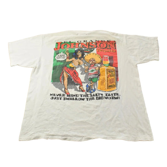 Vintage 1990s Big Johnson Tequila Cartoon Funny Souvenir T-Shirt Men's XL from propervintagecanada