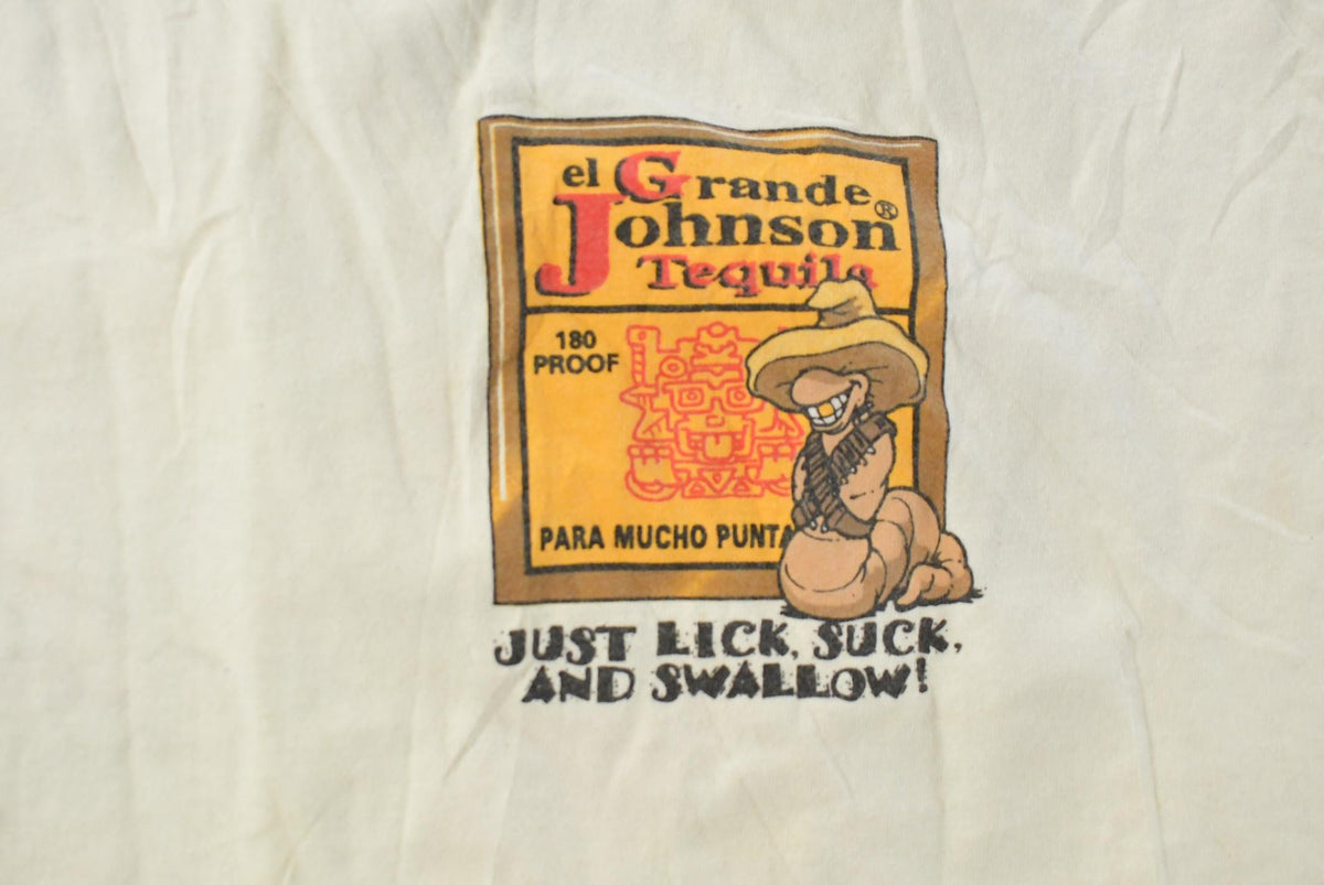Vintage 1990s Big Johnson Tequila Cartoon Funny Souvenir T-Shirt Men's XL from propervintagecanada