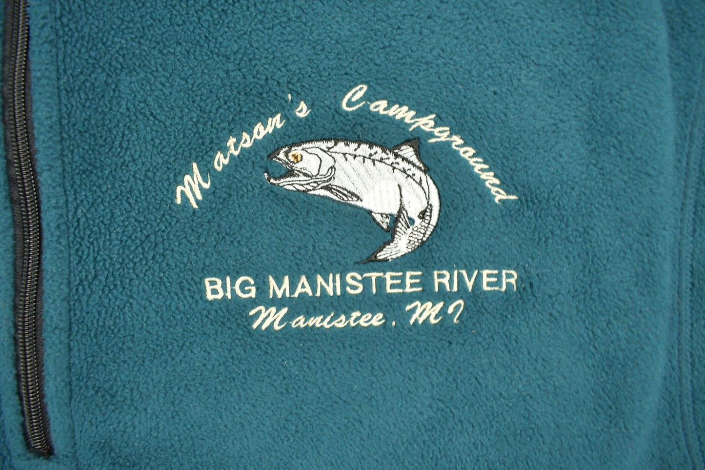 Vintage 1990s Big Manistee River Fleece Zip Up Sweater Men's Large from propervintagecanada