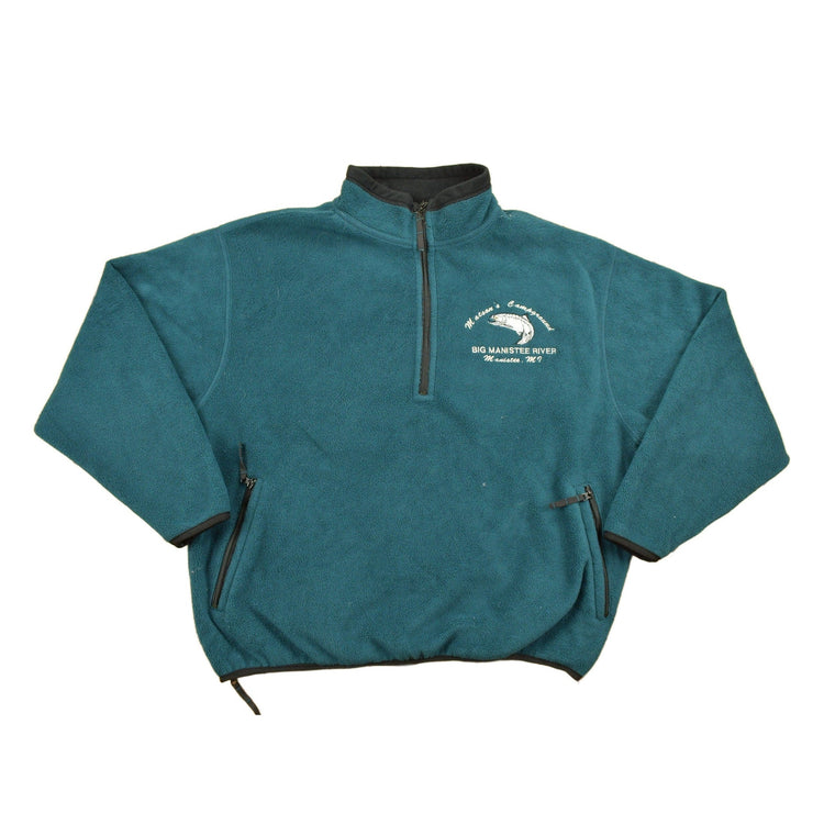 Vintage 1990s Big Manistee River Fleece Zip Up Sweater Men's Large from propervintagecanada