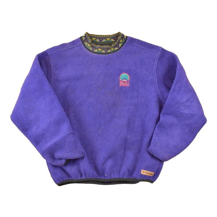 Vintage 1990s Big Sky Montana Embroidered Fleece Outdoorsman Sweater Men's L from propervintagecanada