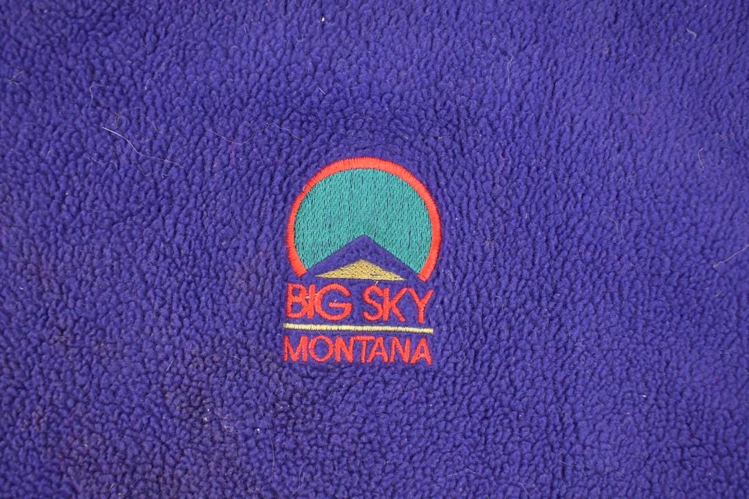 Vintage 1990s Big Sky Montana Embroidered Fleece Outdoorsman Sweater Men's L from propervintagecanada