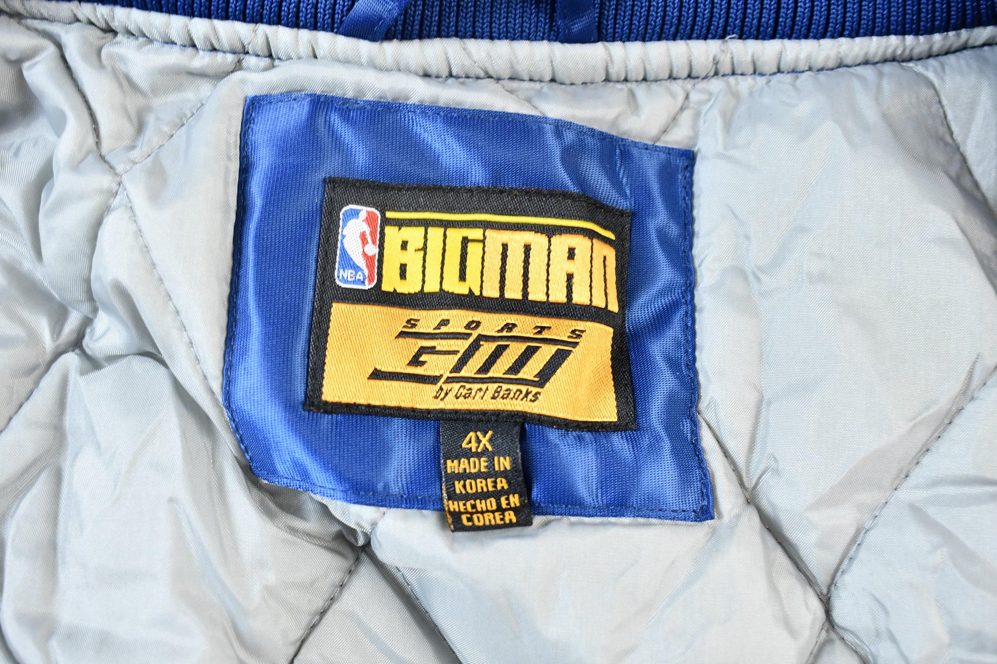 Vintage 1990s Bigman Sports New Jersey Nets NBA Basketball Embroidered Snap Button Satin Bomber Jacket Men's 4XL from propervintagecanada