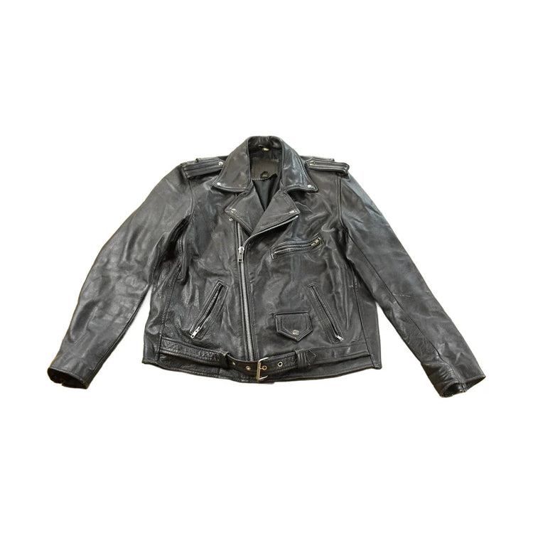 Vintage 1990s Biker Leather Jacket Men's Medium from propervintagecanada