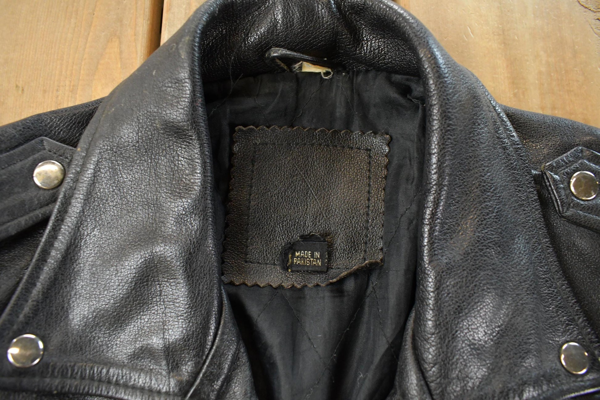 Vintage 1990s Biker Leather Jacket Men's Medium from propervintagecanada