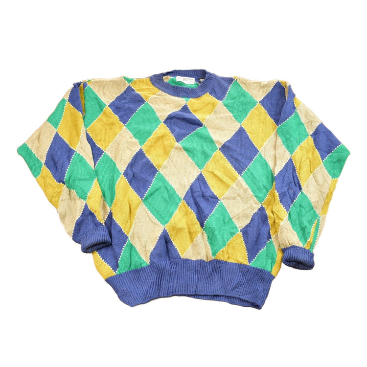 Vintage 1990s Bill Ditfort Argyle Knitted Crewneck Sweater Men's Small from propervintagecanada