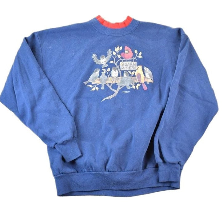 Vintage 1990s Bird Board Meeting Souvenir Crewneck Sweatshirt Made In USA Men's Large from propervintagecanada