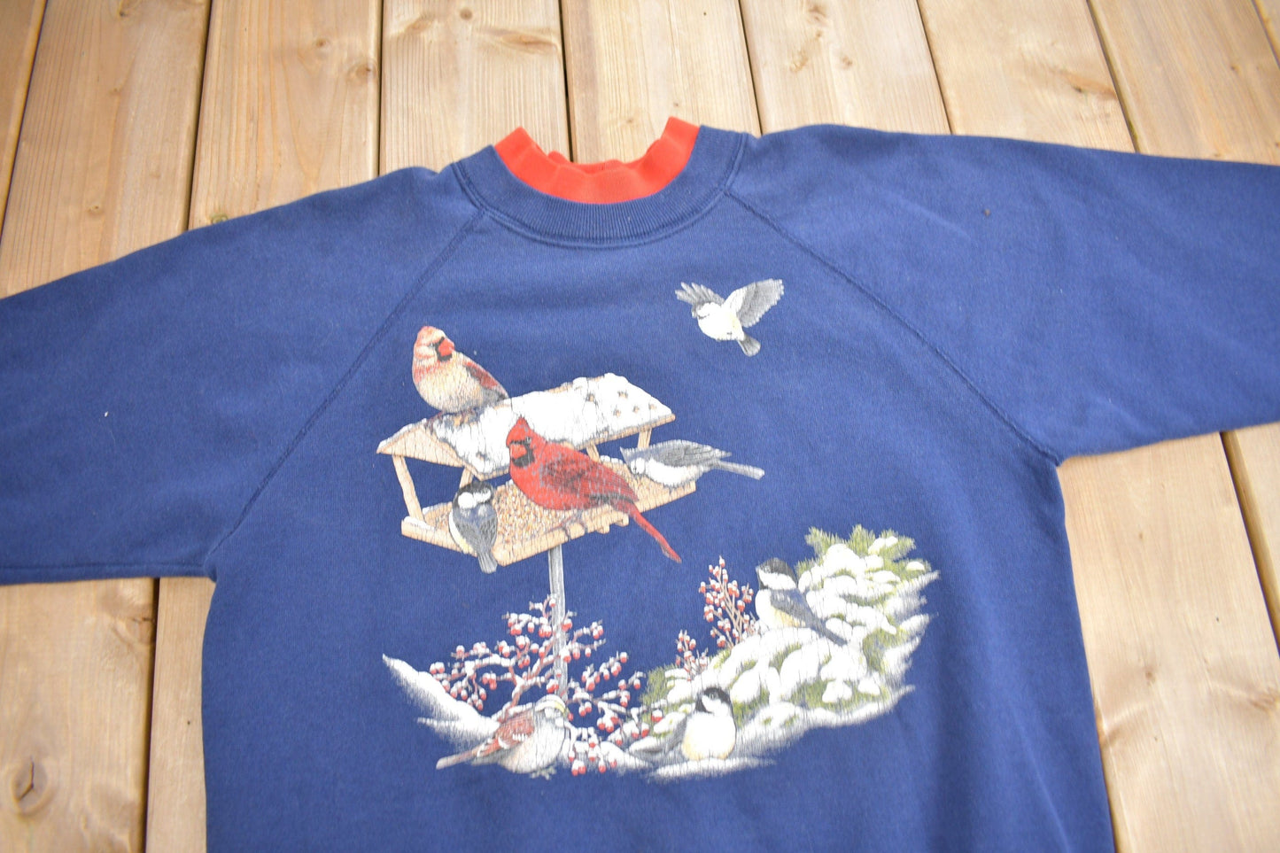 Vintage 1990s Bird Graphic Double Collar Crewneck Men's Medium from propervintagecanada