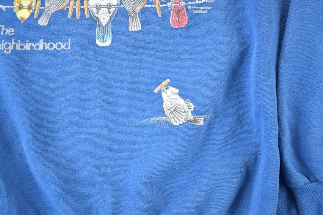 Vintage 1990s Bird Neighbourhood Double Collar Morning Sun Souvenir Crewneck Sweatshirt Made In USA Men's Large from propervintagecanada