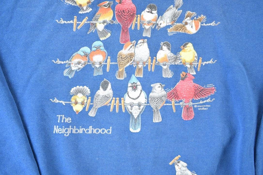 Vintage 1990s Bird Neighbourhood Double Collar Morning Sun Souvenir Crewneck Sweatshirt Made In USA Men's Large from propervintagecanada