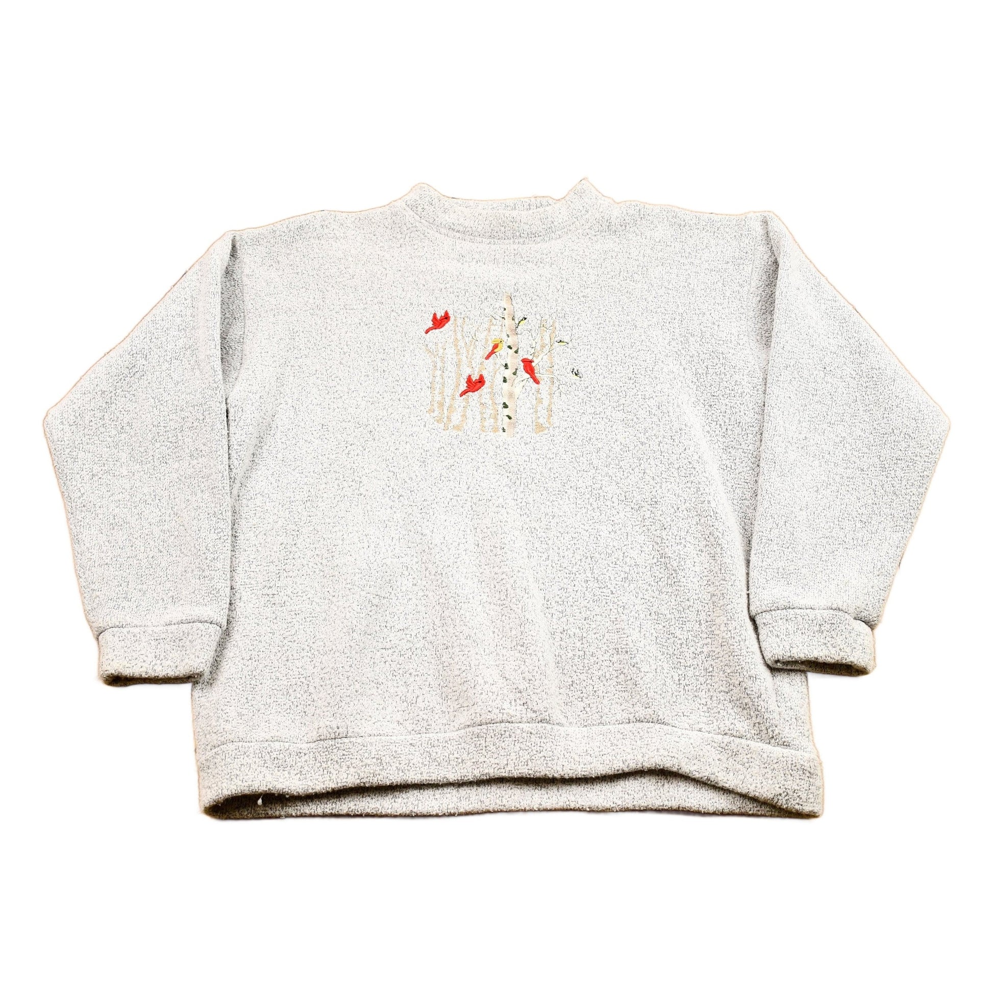Vintage 1990s Bird & Trees Embroidered Graphic Crewneck Women's Large from propervintagecanada