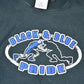 Vintage 1990s Black And Blue Pride Souvenir Football Crewneck Sweatshirt Made In USA Men's Medium from propervintagecanada