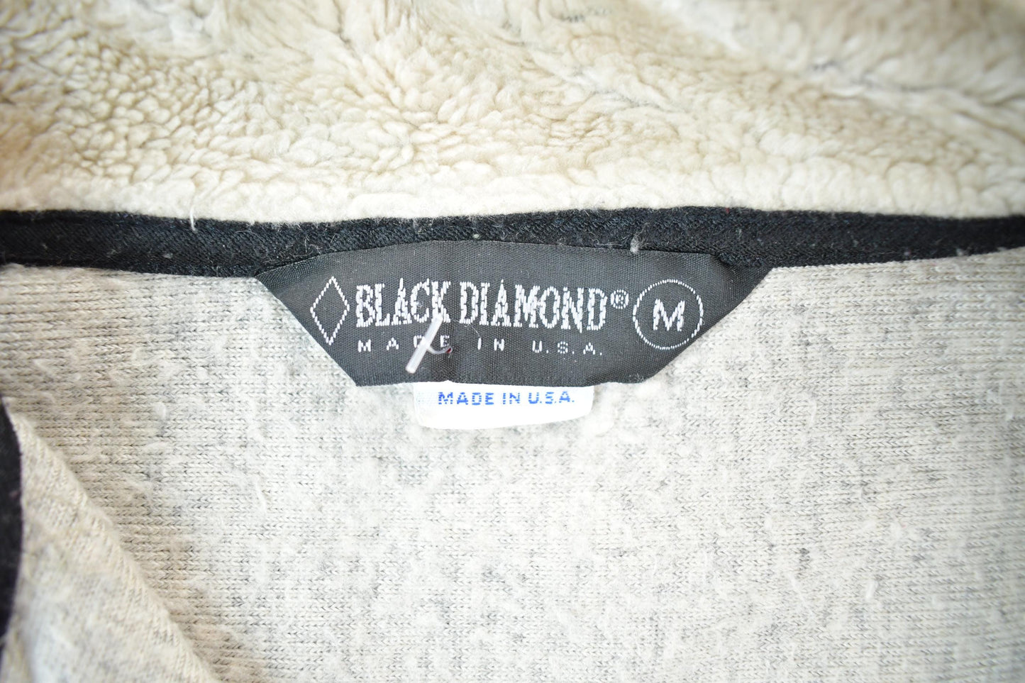 Vintage 1990s Black Diamond Abstract Pattern Fleece Sweater Men's Medium from propervintagecanada